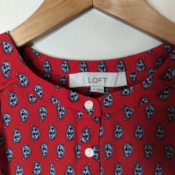 LOFT Red Paisley Sleeveless Top - Picture 4 of 8